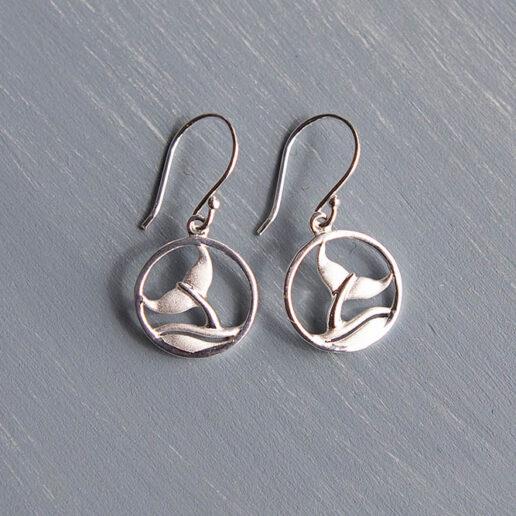 Earrings - Whale Tail in Circle Hooks